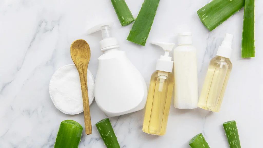 Aloe vera leaf sliced open for skincare use