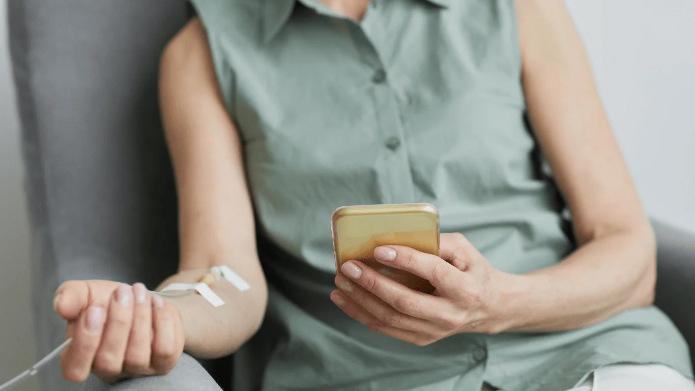 IV therapy session with NAD+ drip in a modern clinic